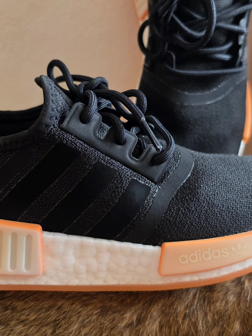 Adidas Womens NMD Runner Sneakers in Black and Orange